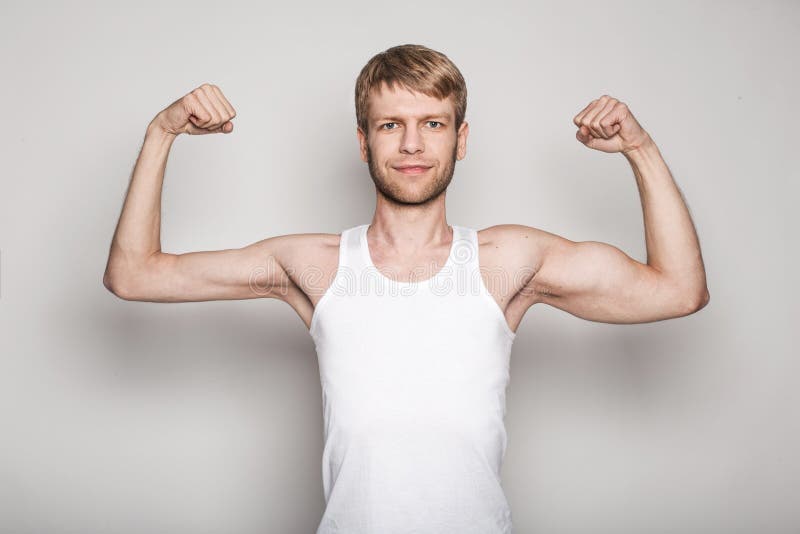 Conceptual portrait of a left handed man stock image