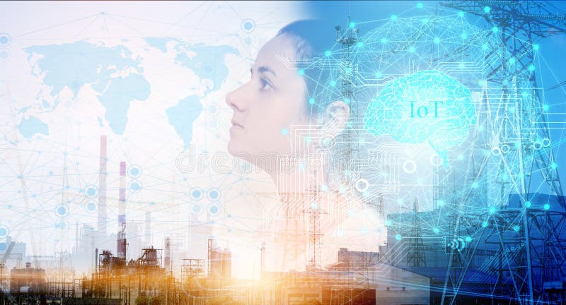 Conceptual representation of the application in the world economy of an automated system for computing and processing data using I stock images
