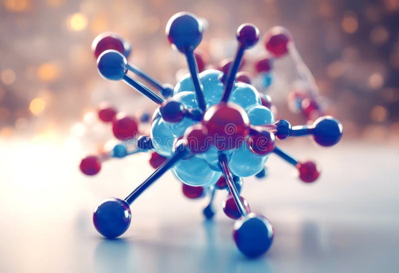 Conceptual science 3d image molecule concept model rendering molecular three-dimensional chemistry atom chemical structure royalty free illustration