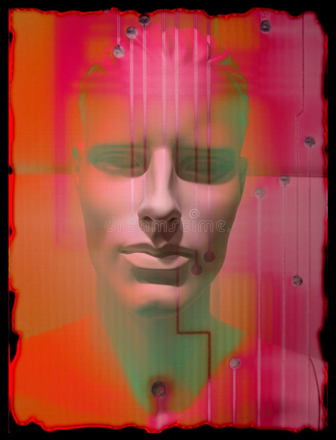 Conceptual Techno Stock Image of Curcuit Portrait