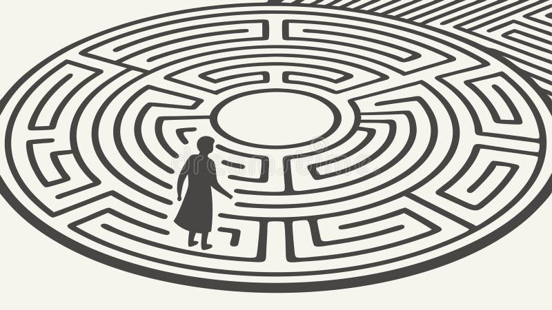 Person in Center of Maze, Finding Solutions Concept vector design Generative AI stock illustration