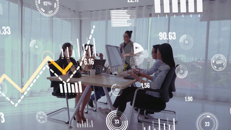 Conceptual vision of business people in corporate staff meeting stock video