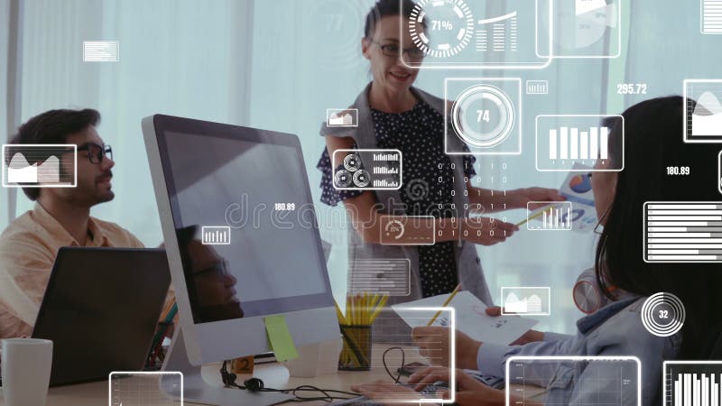 Conceptual vision of business people in corporate staff meeting stock video footage