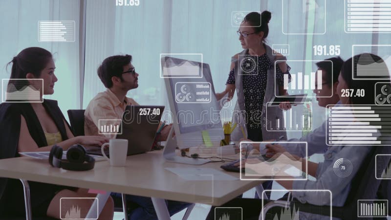 Conceptual vision of business people in corporate staff meeting stock video footage