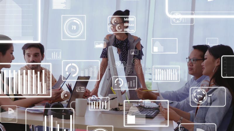 Conceptual vision of business people in corporate staff meeting stock footage