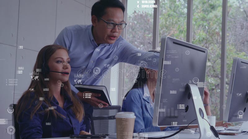 Conceptual vision of business people in corporate staff meeting stock footage
