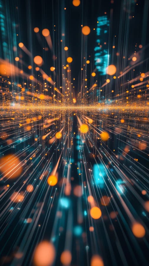 Conceptual Visualization of Dynamic Data Flow and Digital Transformation vector illustration