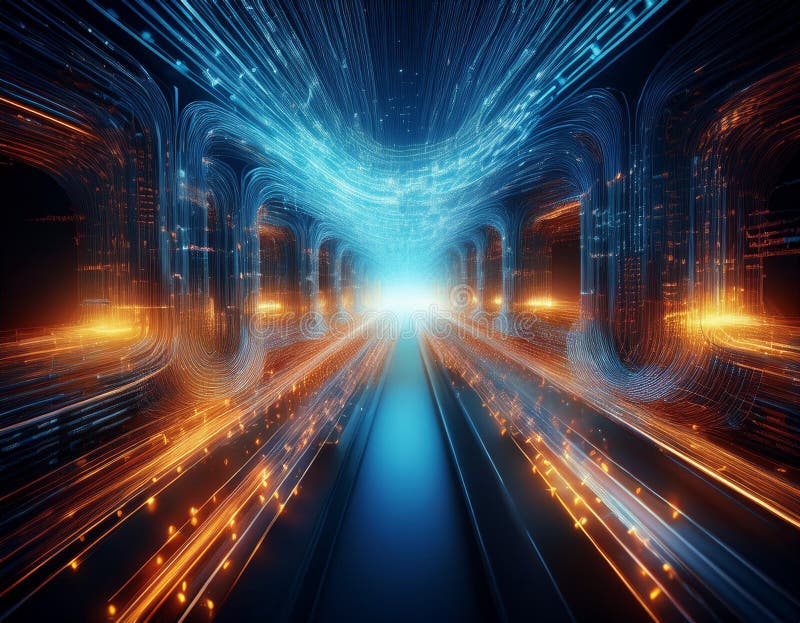 A conceptual visualization of mining data flow as streams stock illustration