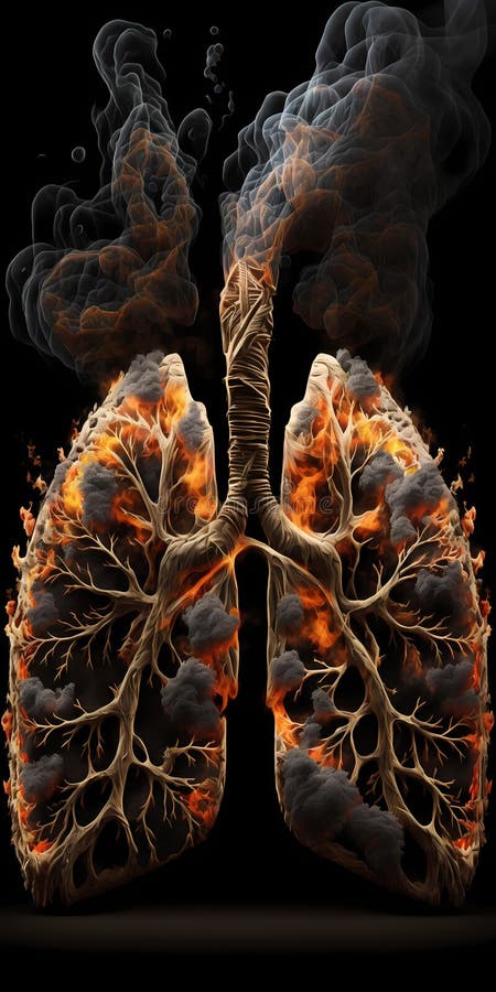 Conceptueel beeld van de long met as. werelddag tegen sigaretten en tabak. niet roken. rookgeneratieve ai stoppen