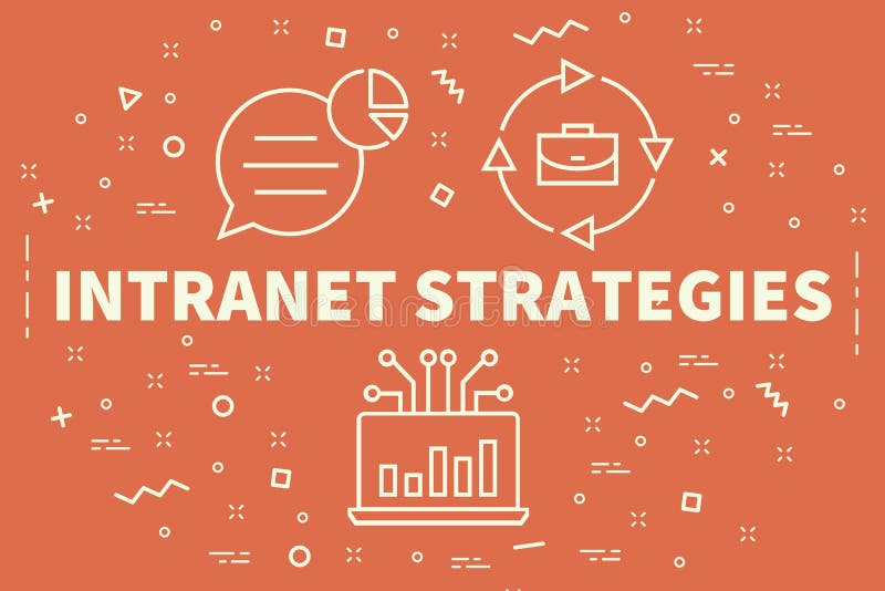 Conceptuele bedrijfsillustratie met het woordenintranet strateg royalty-vrije illustratie Conceptuele bedrijfsillustratie met het woordenintranet strateg royalty-vrije illustratie