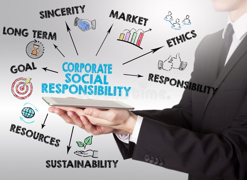 Conceptul de responsabilitate socială a întreprinderilor, tânăr deținător al unei tabere royalty free stock photo