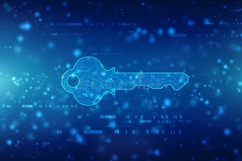 Conceptul de securitate cibernetică sau cheia digitală abstractă privată în contextul conceptului de securitate a fundalului tehno royalty free stock image