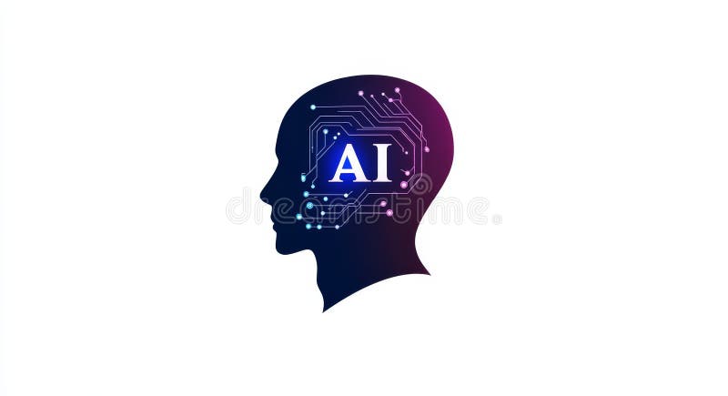 Conceptul de tehnologie AI cu cap uman digital ilustrând inteligența artificială și rețelele neurale vector illustration