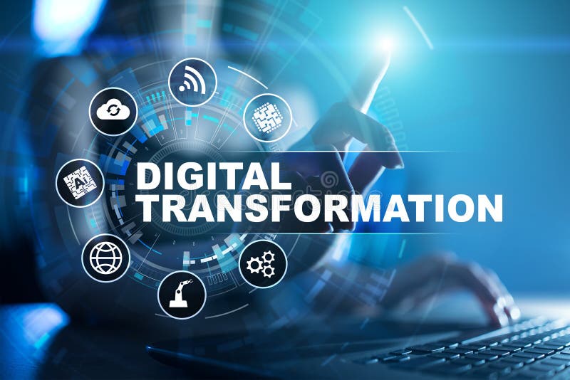 Conceptul de transformare digitală a proceselor comerciale și a tehnologiei moderne. royalty free stock images