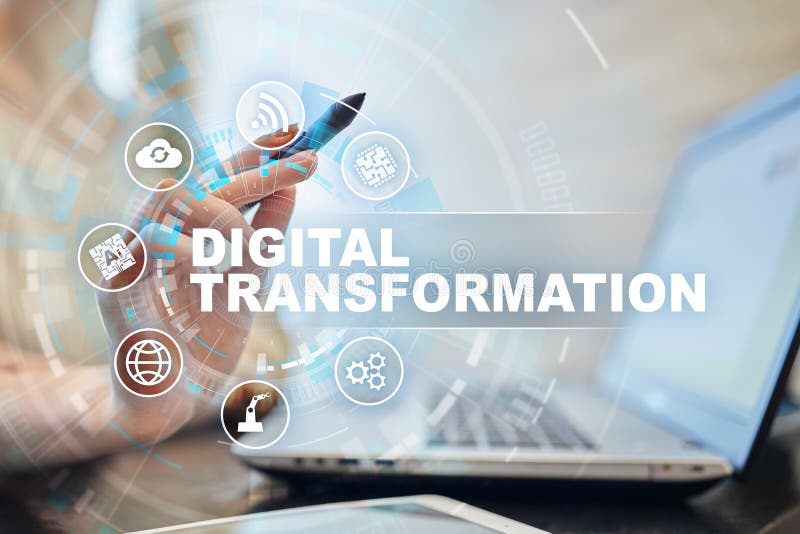 Conceptul de transformare digitală a proceselor comerciale și a tehnologiei moderne. royalty free stock photos
