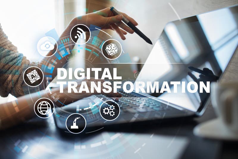 Conceptul de transformare digitală a proceselor comerciale și a tehnologiei moderne. royalty free stock photo