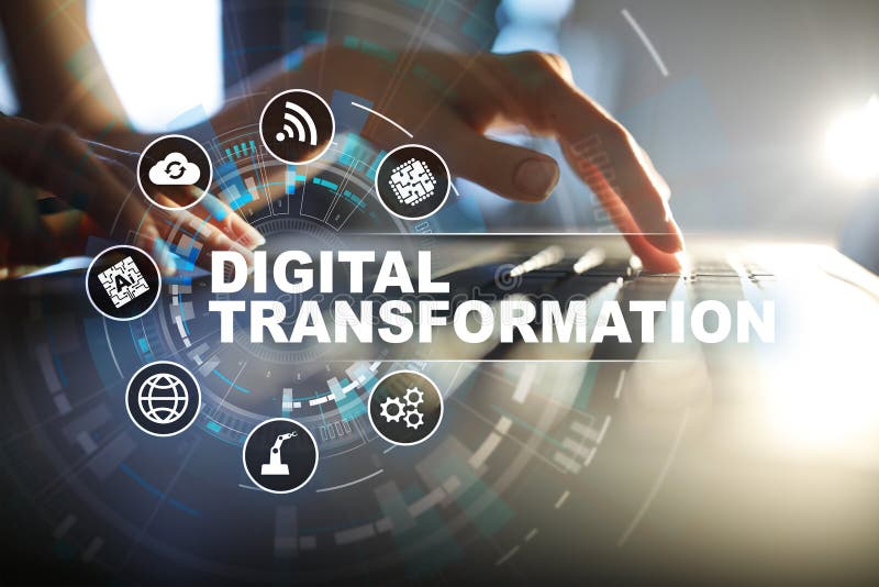 Conceptul de transformare digitală a proceselor comerciale și a tehnologiei moderne. stock photo