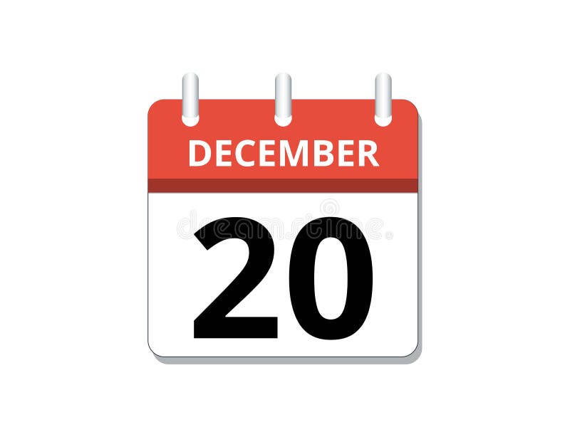 Conceptul de vector al pictogramei calendarului 20 decembrie pentru activitățile și activitățile programate stock illustration
