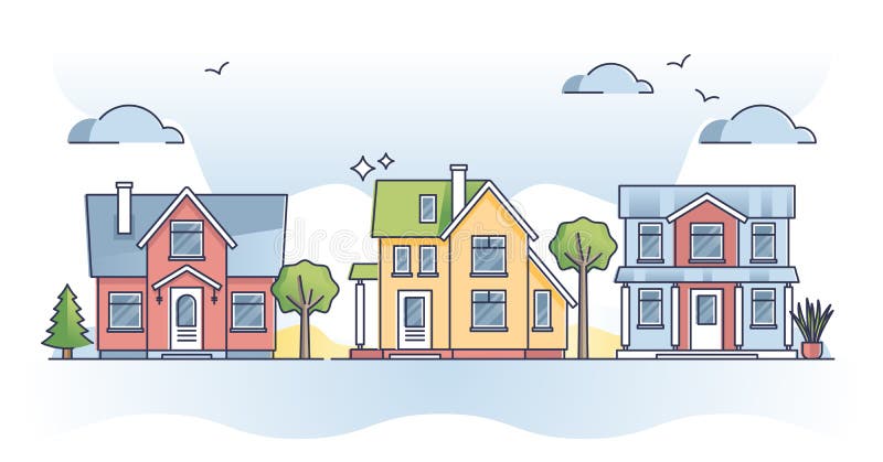 Concepția generală privind construcția de locuințe exterioare și de locuințe familiale royalty free illustration