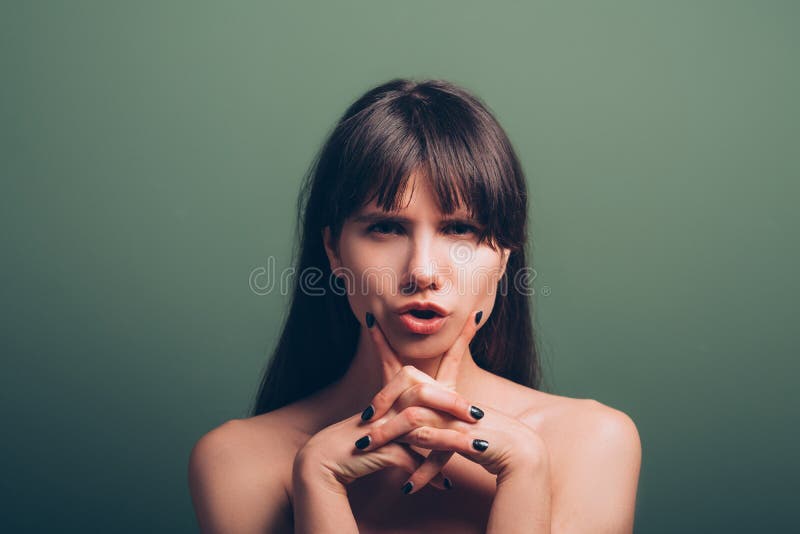 Concerned sceptic disturbed emotion woman portrait stock image Concerned sceptic disturbed emotion woman portrait stock image