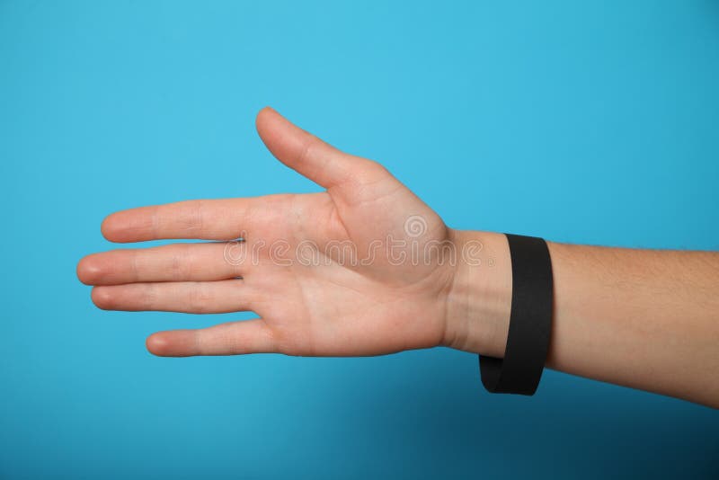 Download Event Bracelet Blank, Black Paper Concert Ticket Mockup. Wristband Activity Accessory. Branding ...