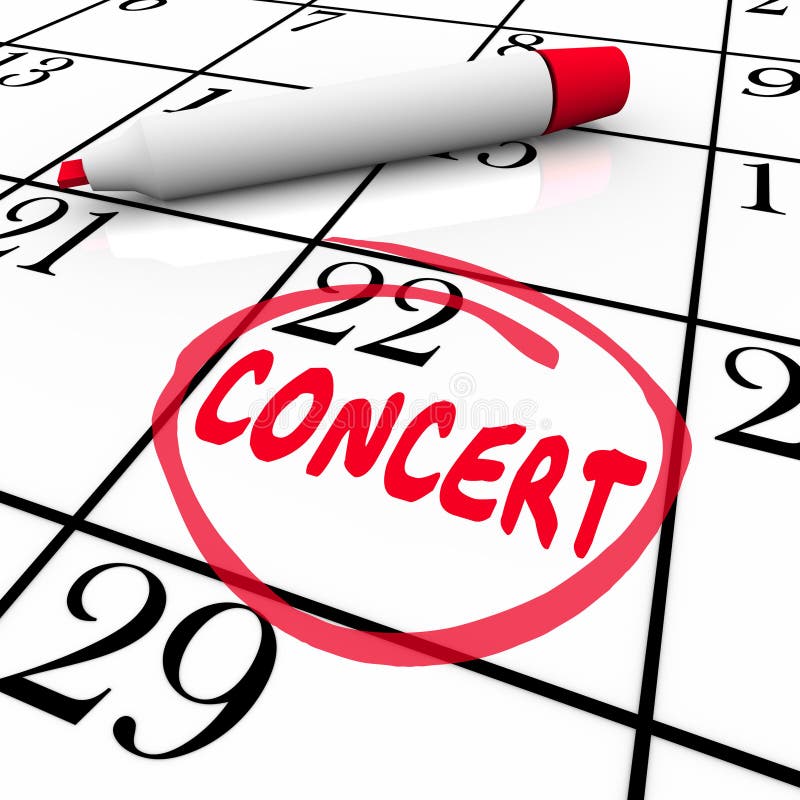Concert Calendar Reminder Schedule Singing Music Performance Eve Stock
