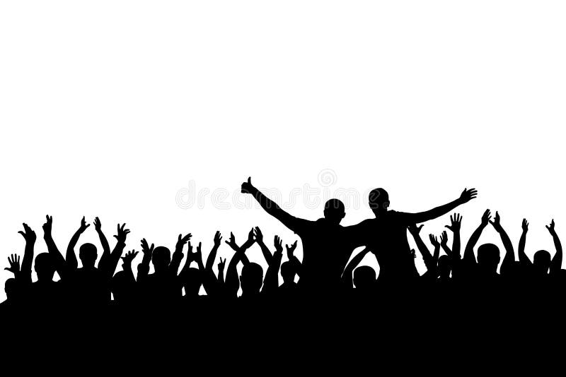 Concert, party. Applause crowd background silhouette, cheerful people. Funny cheering, isolated