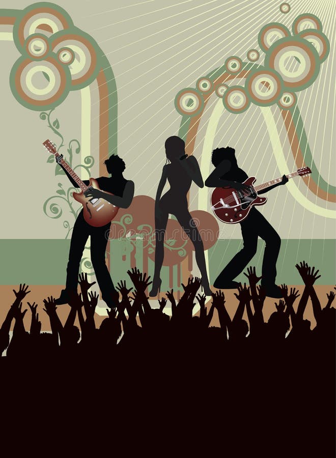 Rock Band on Stage. People on Concert. Music Performance Stock Vector ...