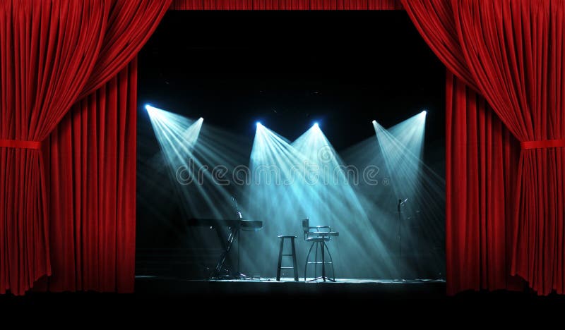 Concert with Stage with Red Curtains