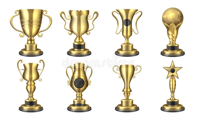 Concesiones de oro Taza realista del trofeo, dise?o 3D de la competencia, concepto de la recompensa del deporte, triunfo y colecc