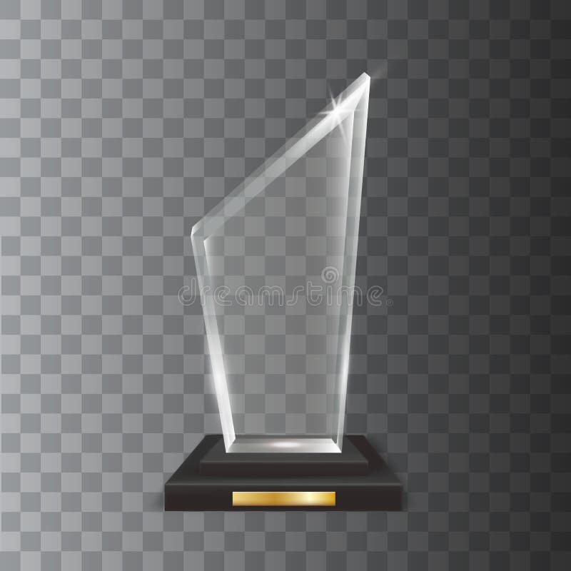 Concessão vazia realística transparente do troféu do vidro acrílico do vetor ilustração stock Concessão vazia realística transparente do troféu do vidro acrílico do vetor ilustração stock