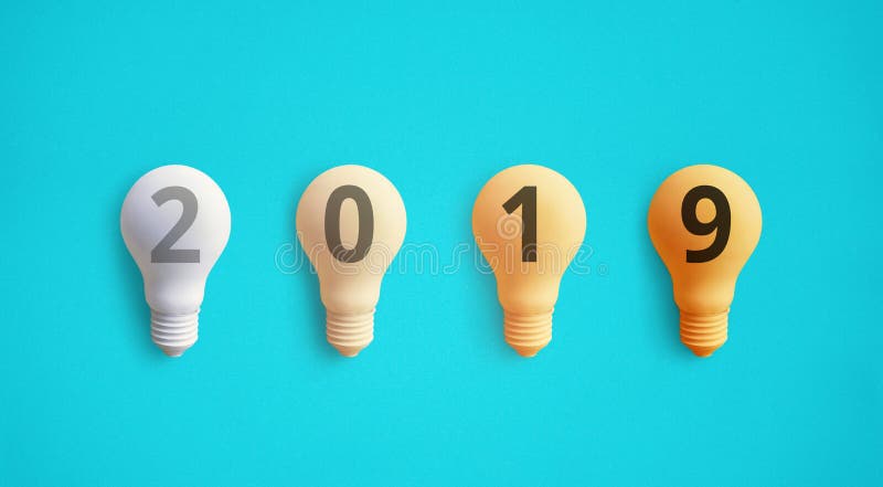 concetti 2019 di ispirazione di creatività con la lampadina immagine stock libera da diritti concetti 2019 di ispirazione di creatività con la lampadina immagine stock libera da diritti