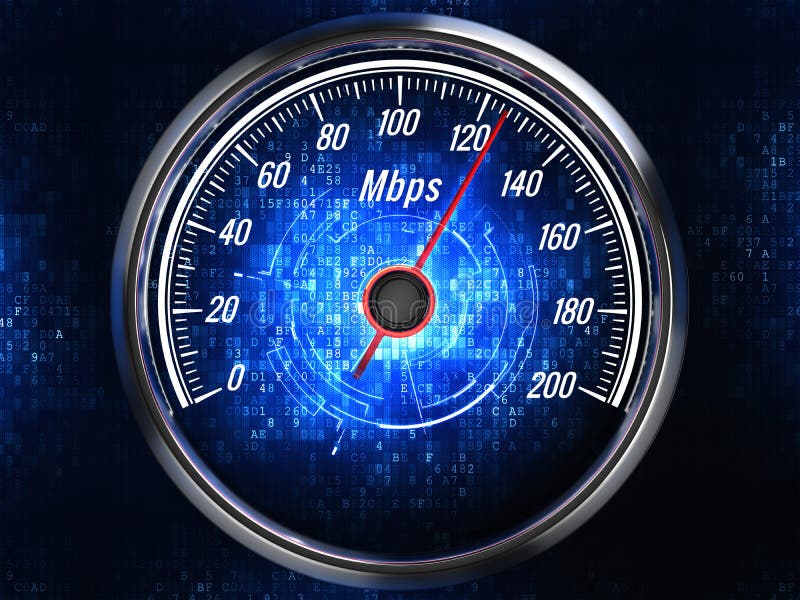 Concetto ad alta velocità del collegamento a Internet - tachimetro con velocità del collegamento a Internet