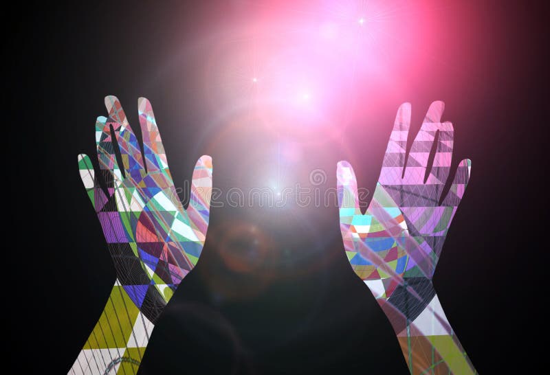 Concetto astratto - mani che raggiungono verso le stelle illustrazione di stock Concetto astratto - mani che raggiungono verso le stelle illustrazione di stock