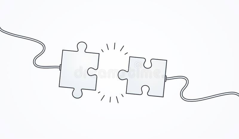 Concetto aziendale che collega pezzi di puzzle, risolvendo un problema Perdita di connessione illustrazione di stock Concetto aziendale che collega pezzi di puzzle, risolvendo un problema Perdita di connessione illustrazione di stock
