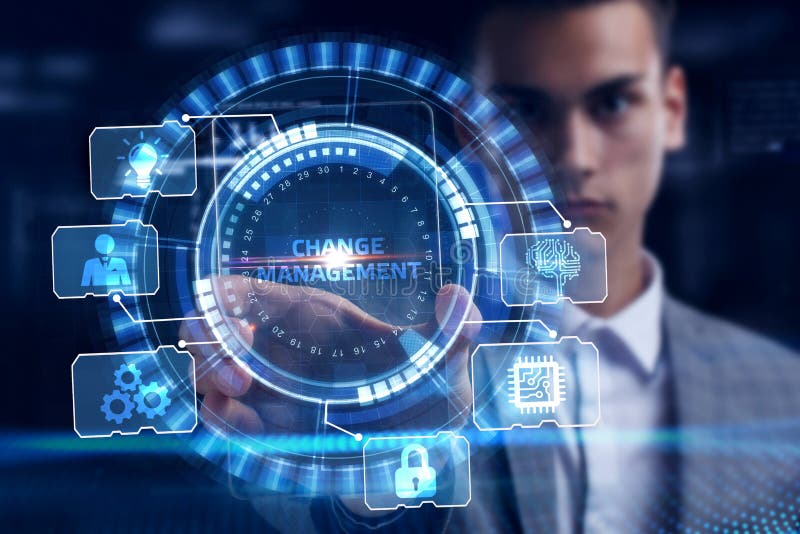 Concetto aziendale di gestione delle modifiche. tecnologia aziendale concetto di rete e Internet immagini stock libere da diritti