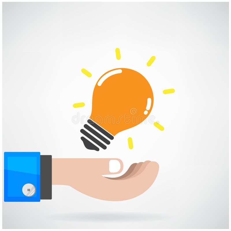 Concetto creativo di idea della lampadina con la mano dell'uomo d'affari su backgr royalty illustrazione gratis