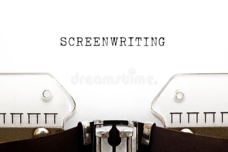 The word Screenwriting typed on retro typewriter with copy space. The word Screenwriting typed on retro typewriter with copy space