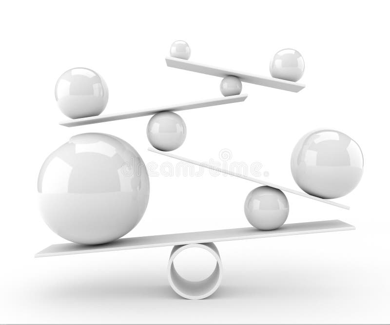 White spheres balance concept - 3d render. White spheres balance concept - 3d render