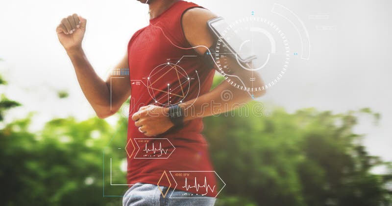 Concetto dell'innovazione di benessere di sanità di tecnologia di forma fisica fotografia stock libera da diritti Concetto dell'innovazione di benessere di sanità di tecnologia di forma fisica fotografia stock libera da diritti