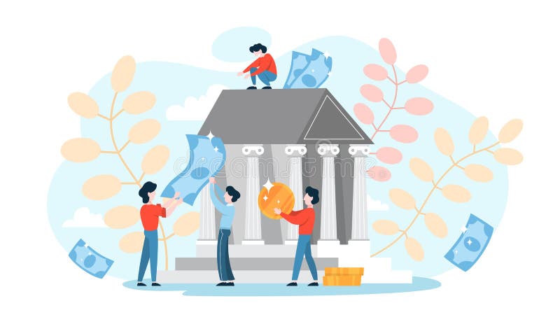 Concetto della Banca Idea di finanza, investimento dei soldi illustrazione vettoriale Concetto della Banca Idea di finanza, investimento dei soldi illustrazione vettoriale