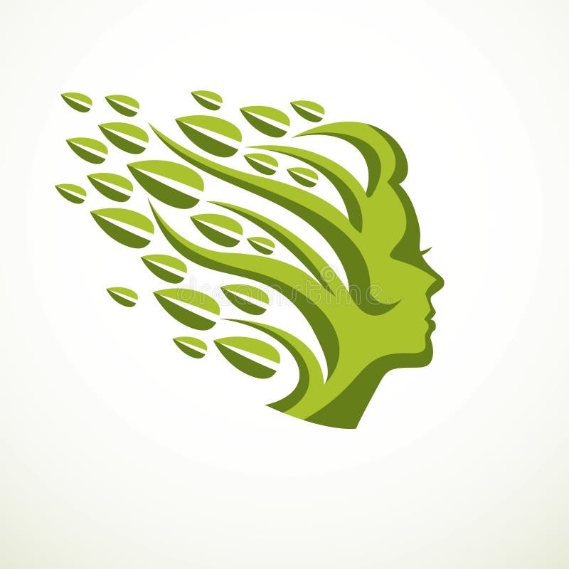 Concetto della madre natura, bello profilo della testa della donna con branche illustrazione di stock Concetto della madre natura, bello profilo della testa della donna con branche illustrazione di stock