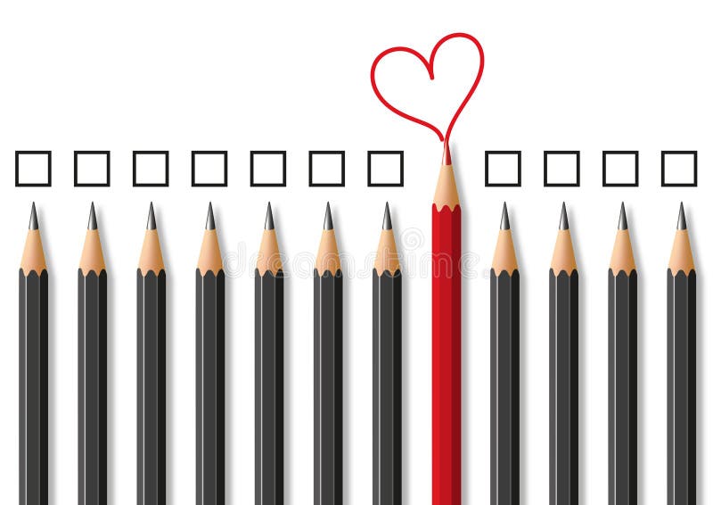 Concetto di amore che esprime la sua differenza usando le matite come simbolo illustrazione di stock Concetto di amore che esprime la sua differenza usando le matite come simbolo illustrazione di stock