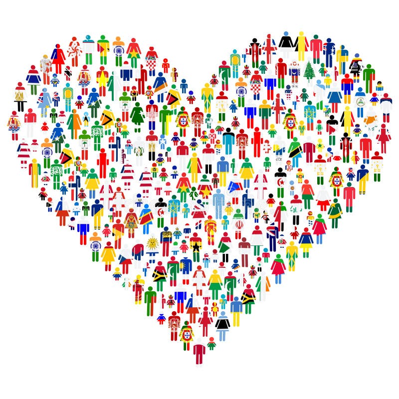 Concetto di amore; cuore fatto della gente. royalty illustrazione gratis