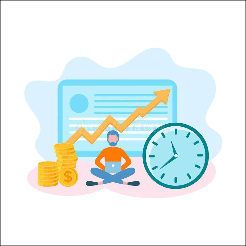 Concetto di 'brainstorming', Il tempo è denaro, sito Web con programma di crescita di vendite illustrazione vettoriale Concetto di 'brainstorming', Il tempo è denaro, sito Web con programma di crescita di vendite illustrazione vettoriale