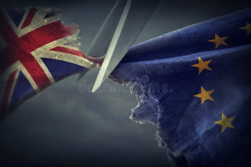 Flags of the United Kingdom and the European Union.Brexit concept. Flags of the United Kingdom and the European Union.Brexit concept.