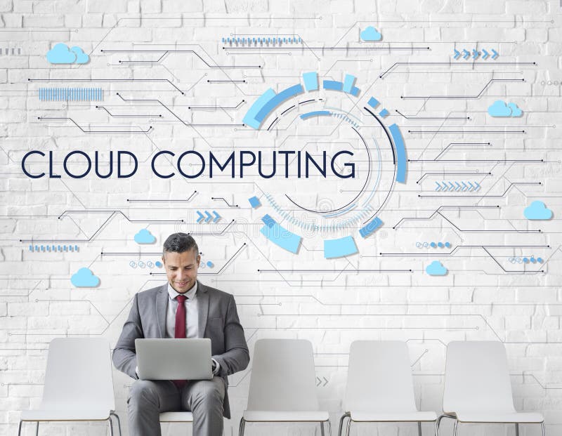 Concetto di Cloud Computing Graphic dell'uomo d'affari