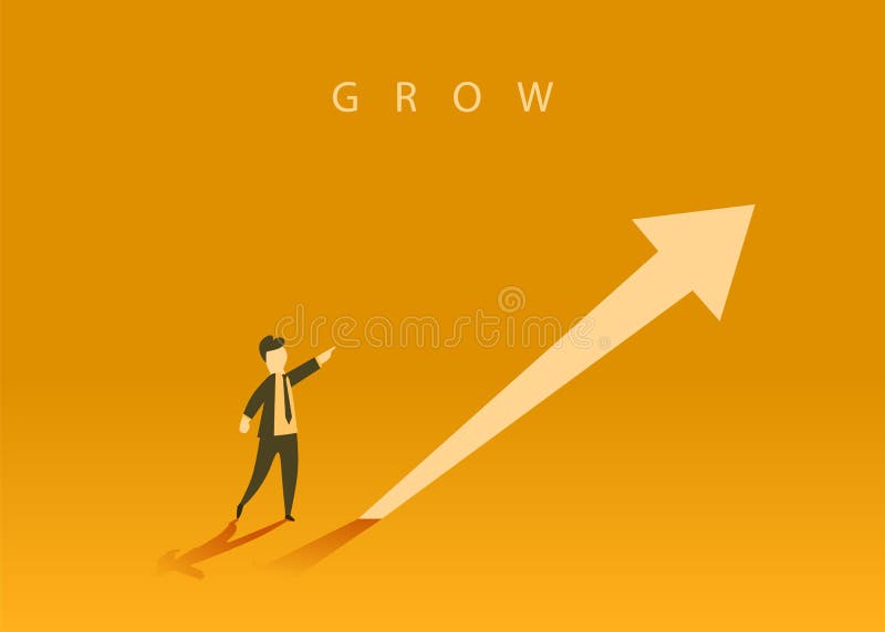 Concetto di crescita di affari con una freccia ascendente e un uomo d'affari che mostrano la direzione Simbolo di successo, risul royalty illustrazione gratis Concetto di crescita di affari con una freccia ascendente e un uomo d'affari che mostrano la direzione Simbolo di successo, risul royalty illustrazione gratis