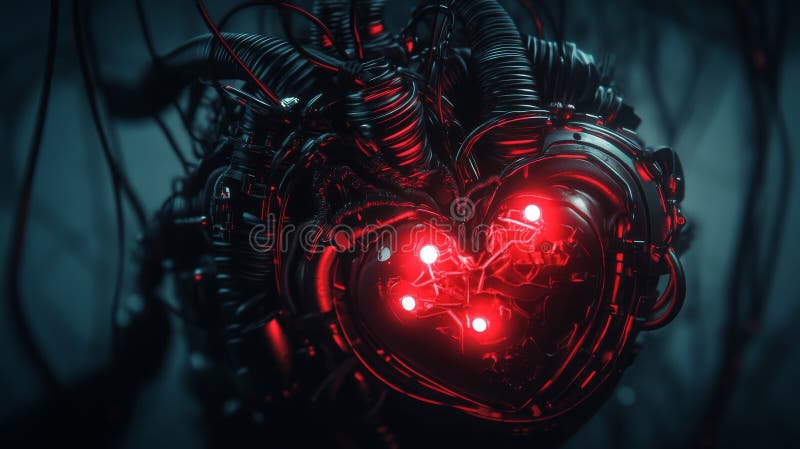 Concetto di cuore meccanico illuminante futuristico fotografia stock libera da diritti