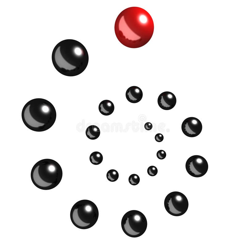 Concetto di direzione con il leader della squadra rosso della sfera illustrazione di stock Concetto di direzione con il leader della squadra rosso della sfera illustrazione di stock